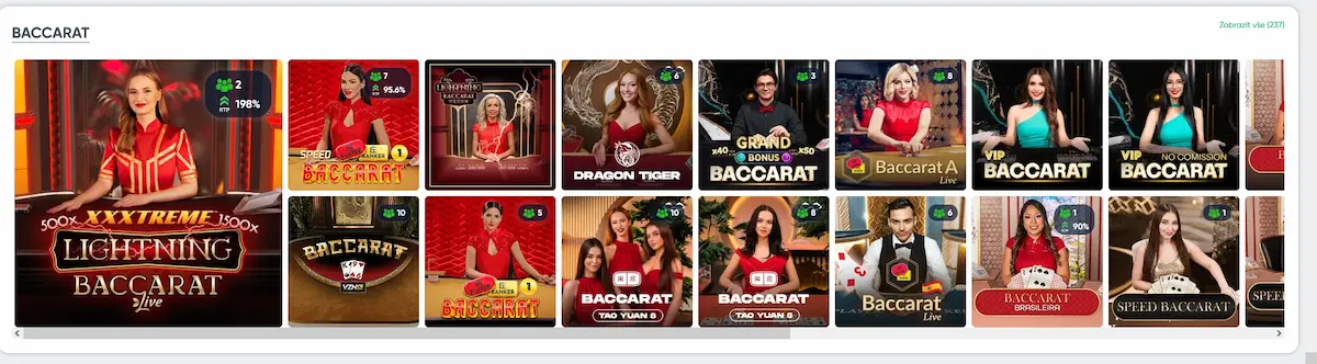 Živý stůl baccaratu v kasinu Ivibet