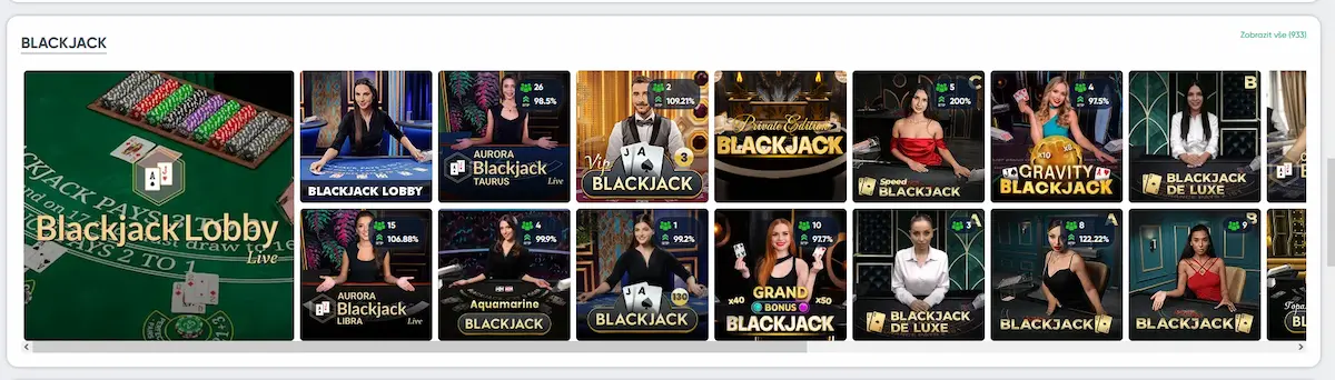 Živý blackjack stůl Aurora Blackjack v Ivibet Casino