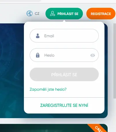 Přihlašovací formulář Ivibet Casino s polem pro e-mail a heslo