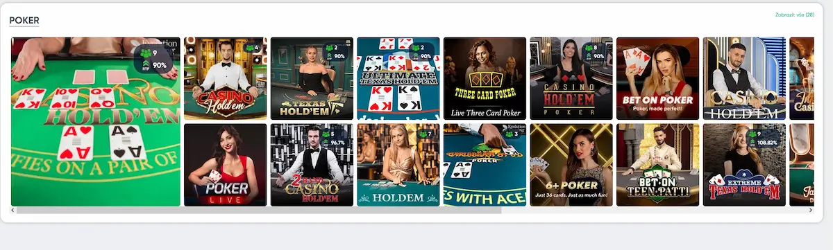 Video poker v herní nabídce Ivibet Casino